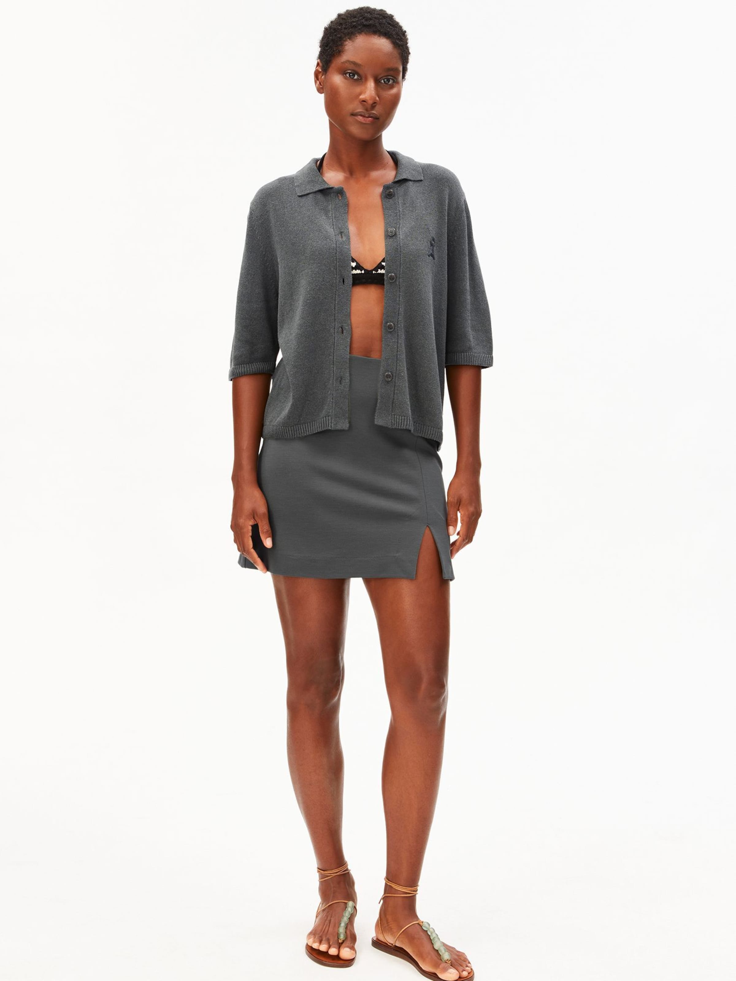 ARMEDANGELS Strickjacke LINO BLEND in Grau: Vorderseite