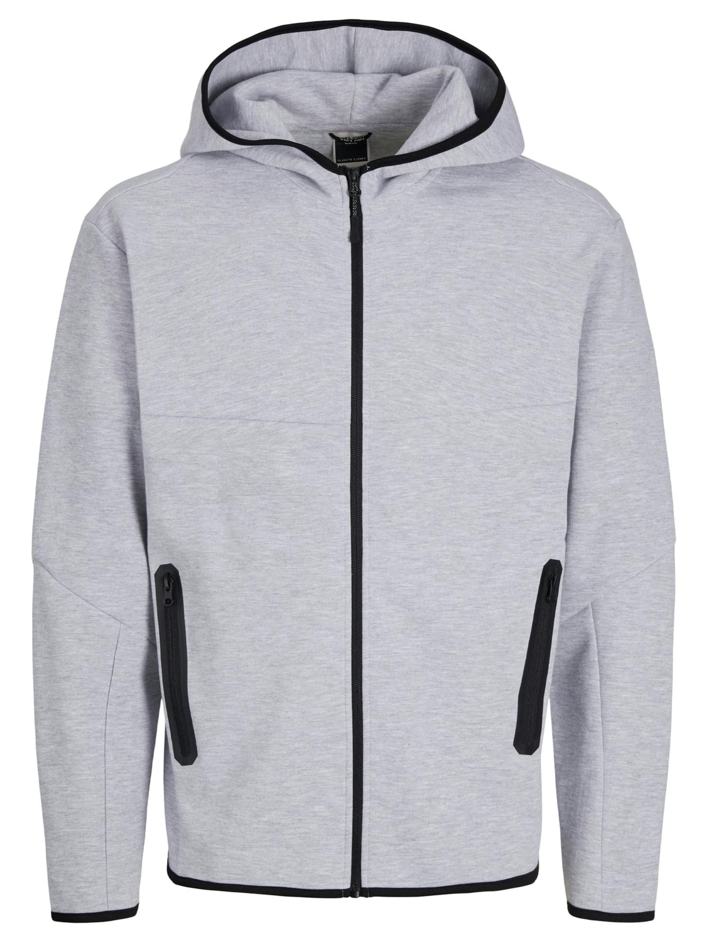 JACK & JONES Zip-Up Hoodie 'Fusion' in Grey: front