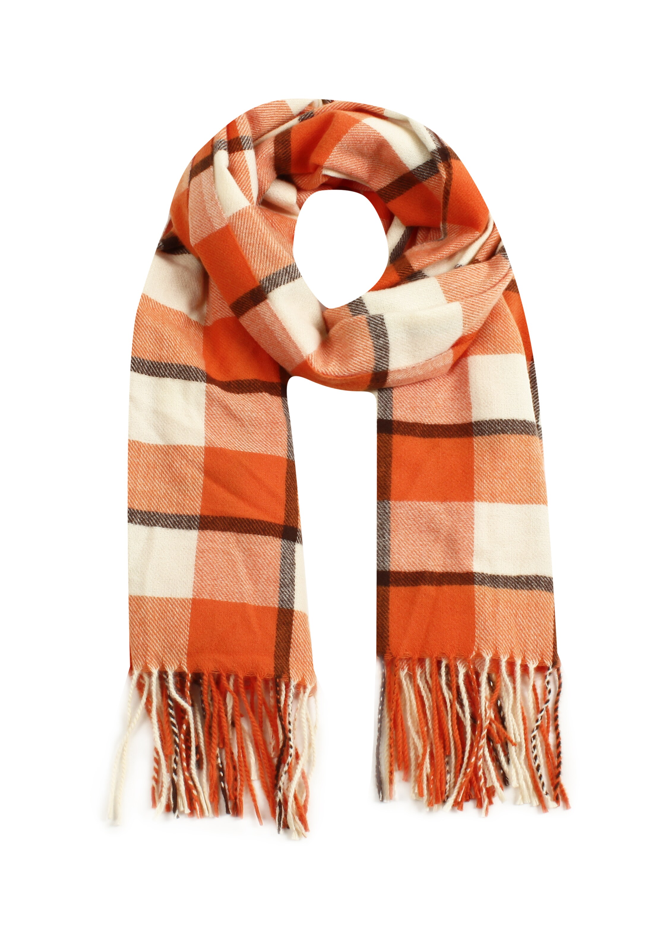 SAMAYA Schal 'Kares', kuschelig weich, mit Fransen in Orange: Vorderseite