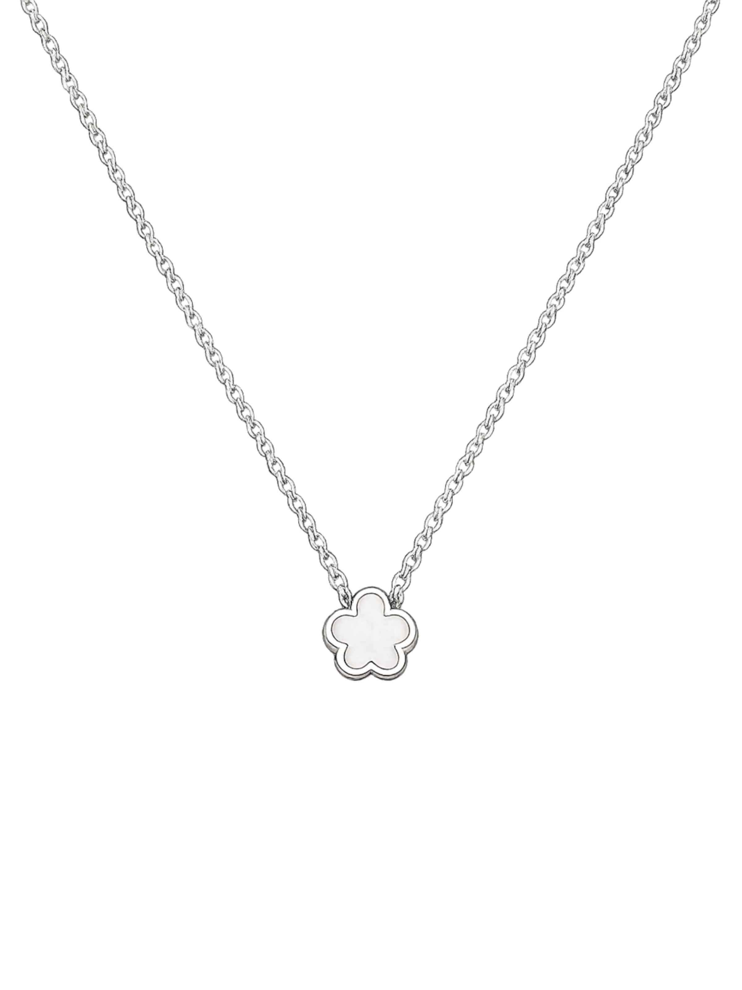 Pure Schmuck Ketting 'Clover Perlmutt' in Zilver: voorkant