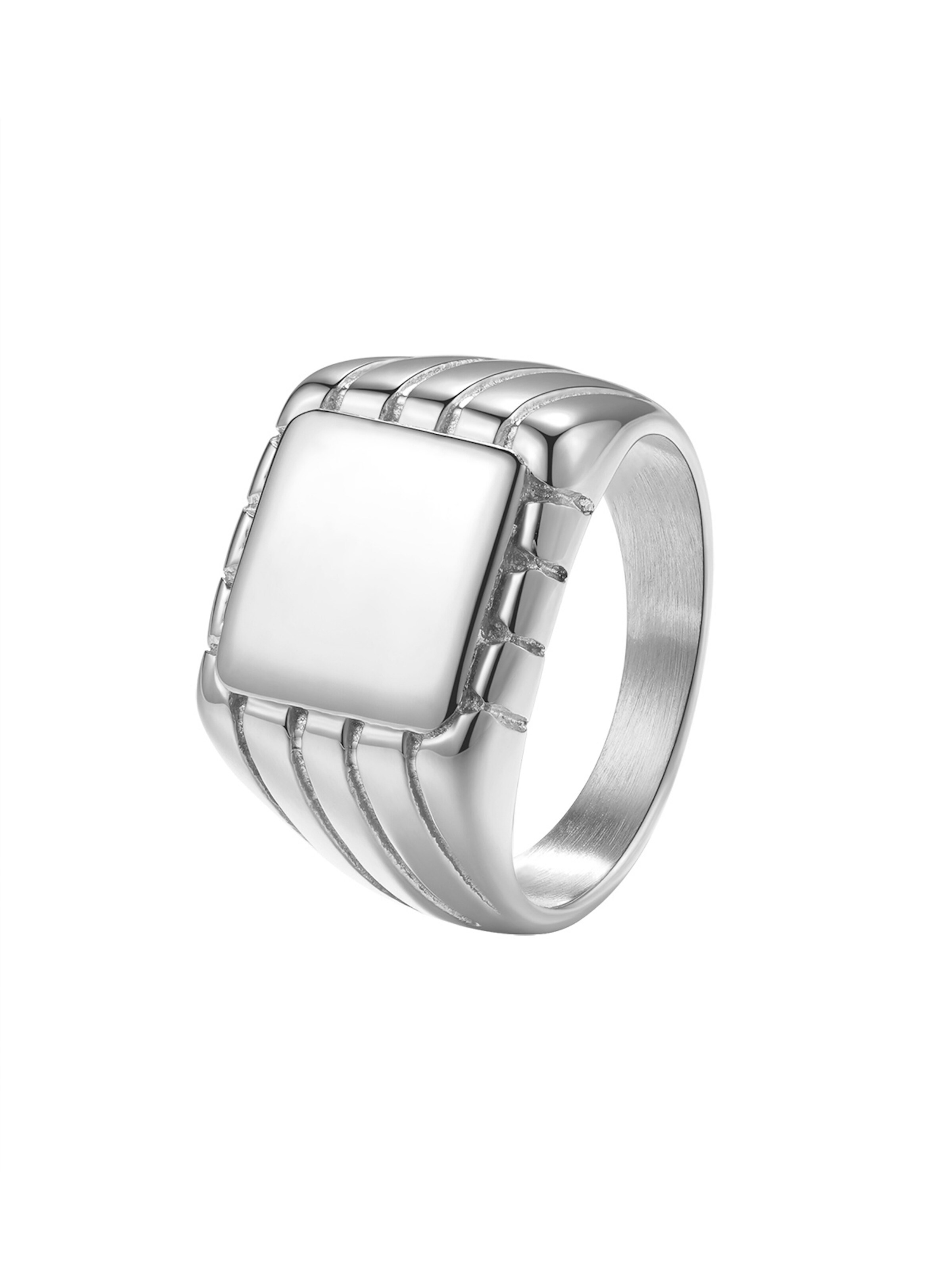 Hey Happiness Ring 'Signet' in Silver: front