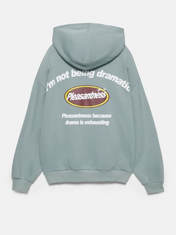 Pull&Bear Sweatshirt 'PACIFIC PLEASANTNESS' in Green