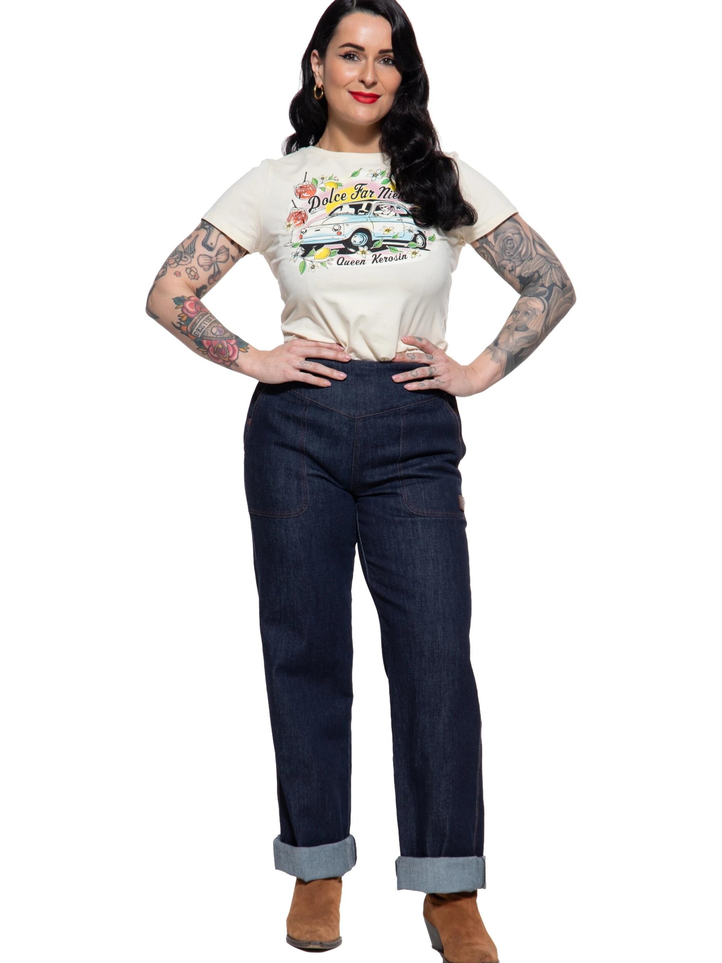 Queen Kerosin Regular Jeans 'Josie' in Blue