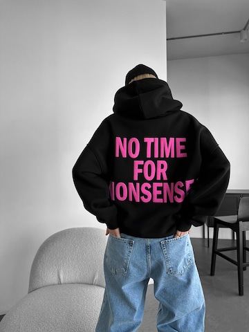 Kleidermafia Sweatshirt 'Oversize “No Time for Nonsense” Hoodie - Black' in Black