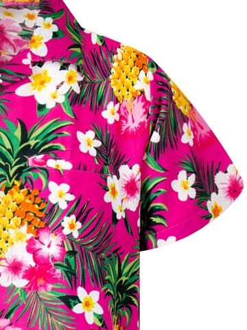 King Kameha Regular Fit Hemd 'Pineapple Flowers' in Pink