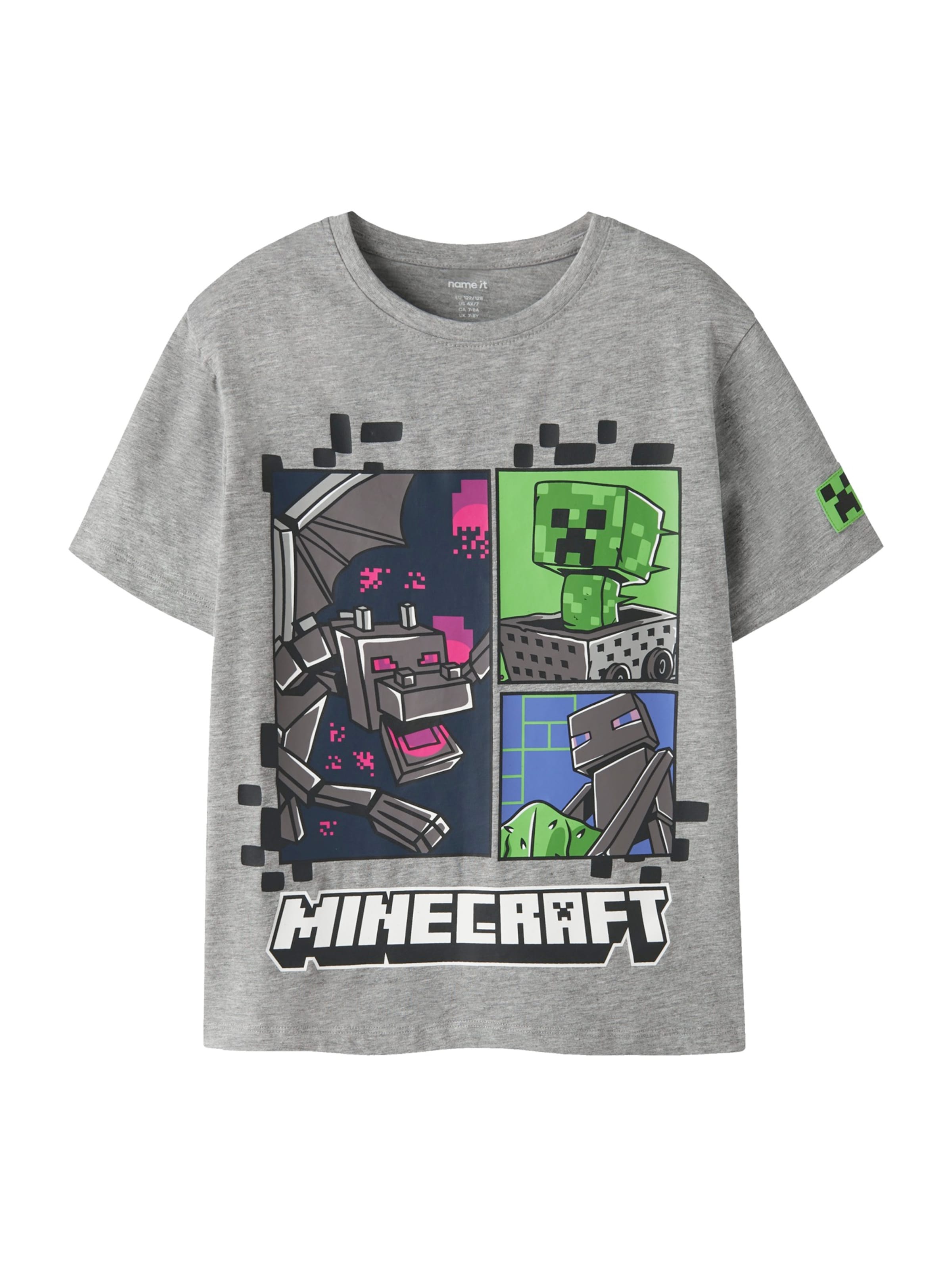NAME IT Μπλουζάκι 'NKMMYKIN MINECRAFT' σε γκρι: μπροστά