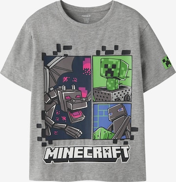 NAME IT Shirt 'NKMMYKIN MINECRAFT' in Grijs: voorkant