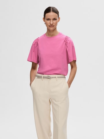 T-shirt SELECTED FEMME en rose : devant