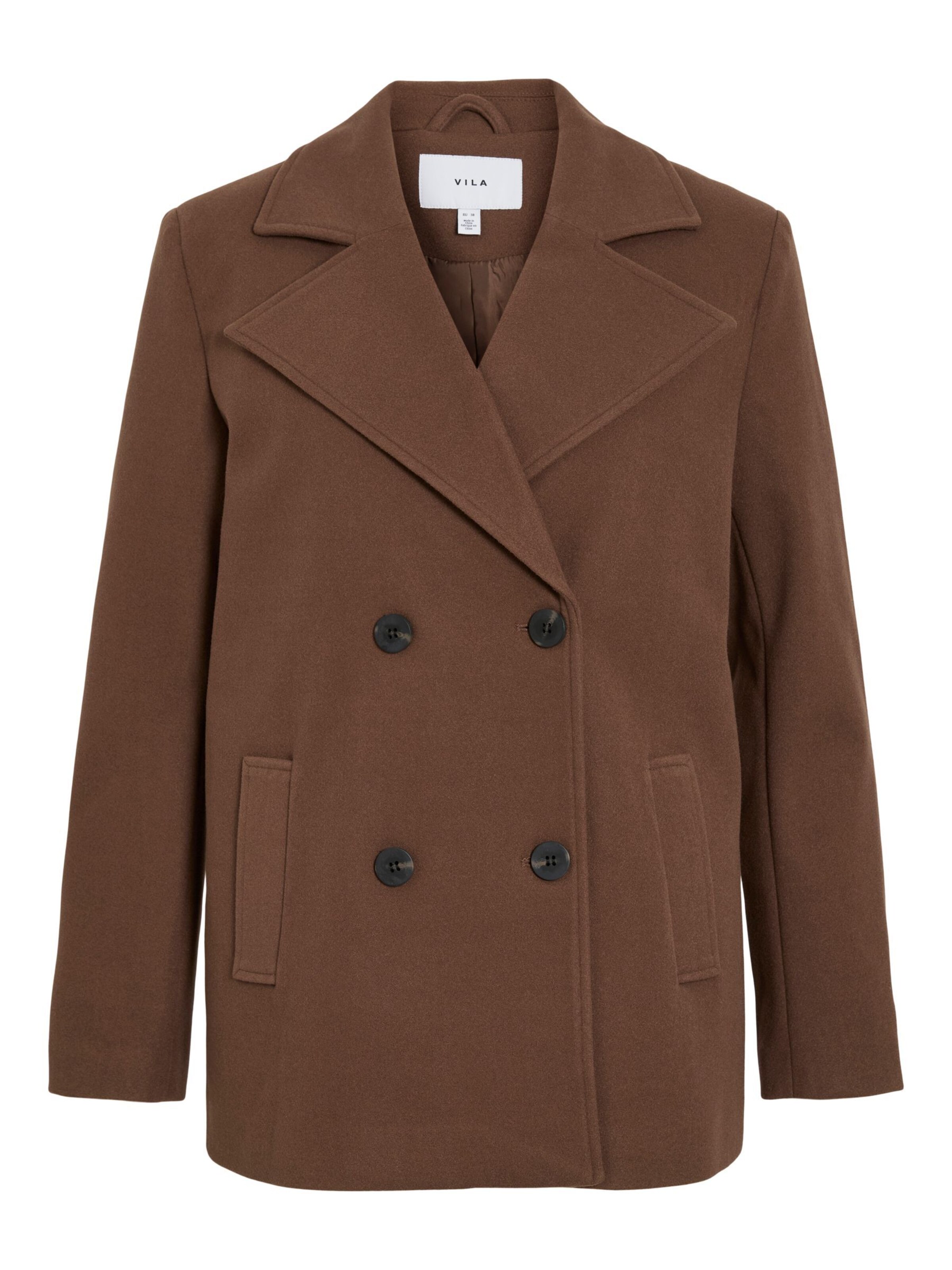 VILA Between-Seasons Coat in Brown: front