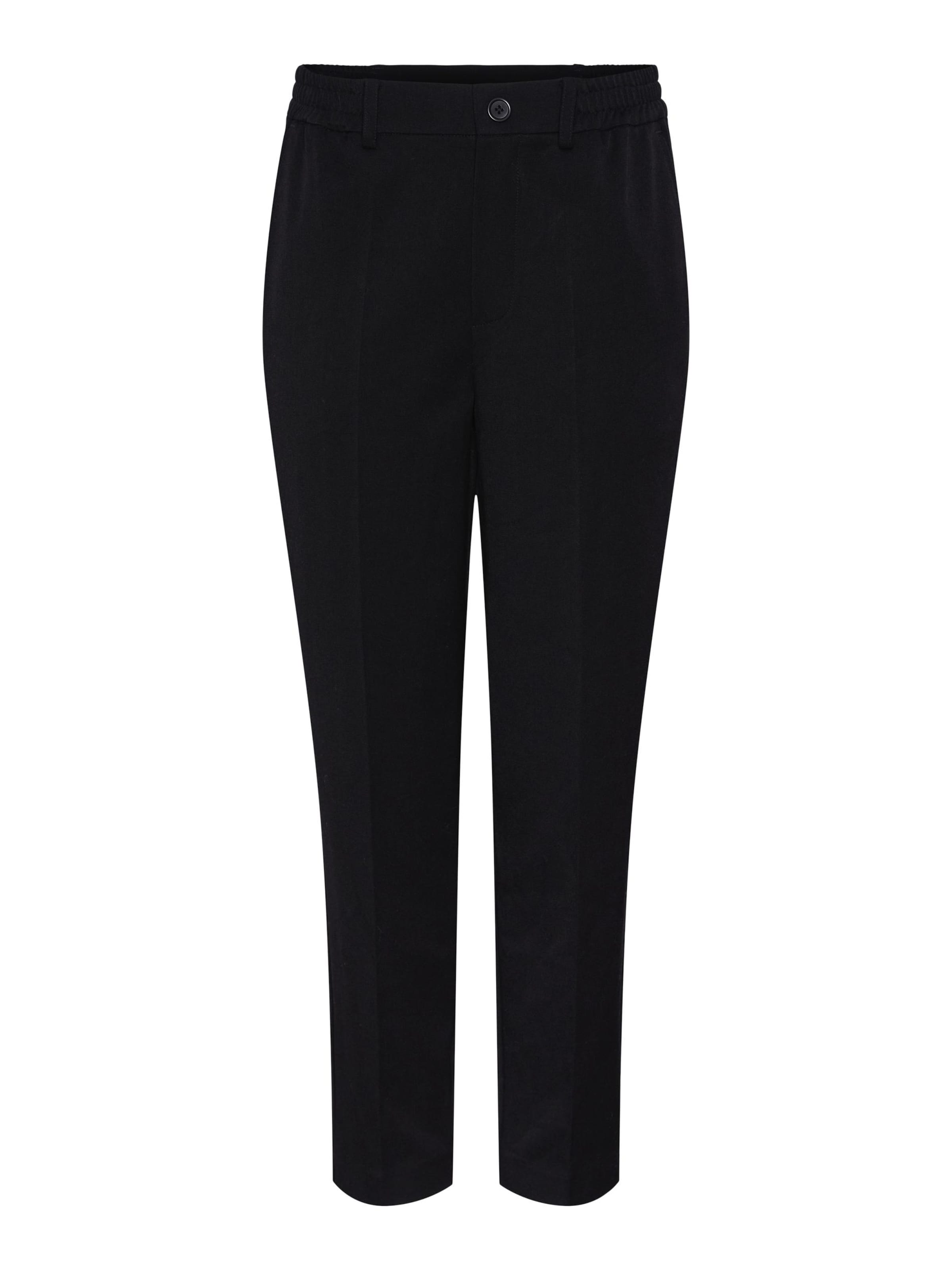 PIECES Regularen Hlače na rob 'CAMIL' | črna barva: sprednja stran