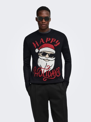 Only & Sons Trui 'ONSX-Mas' in Zwart: voorkant