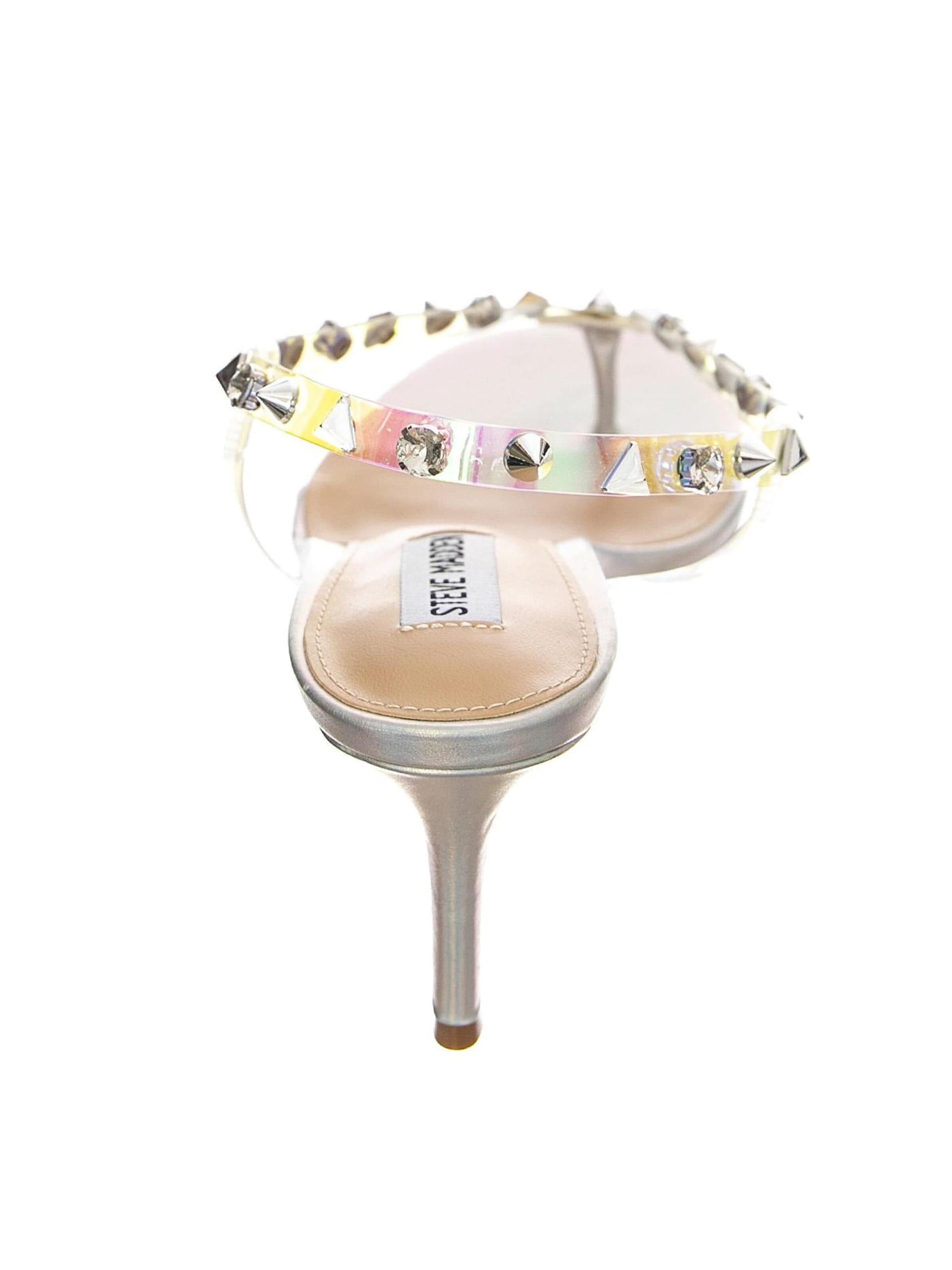 STEVE MADDEN Sandały 'Womens Zazzy-S Sil Iridescent Sandals' w kolorze srebrny