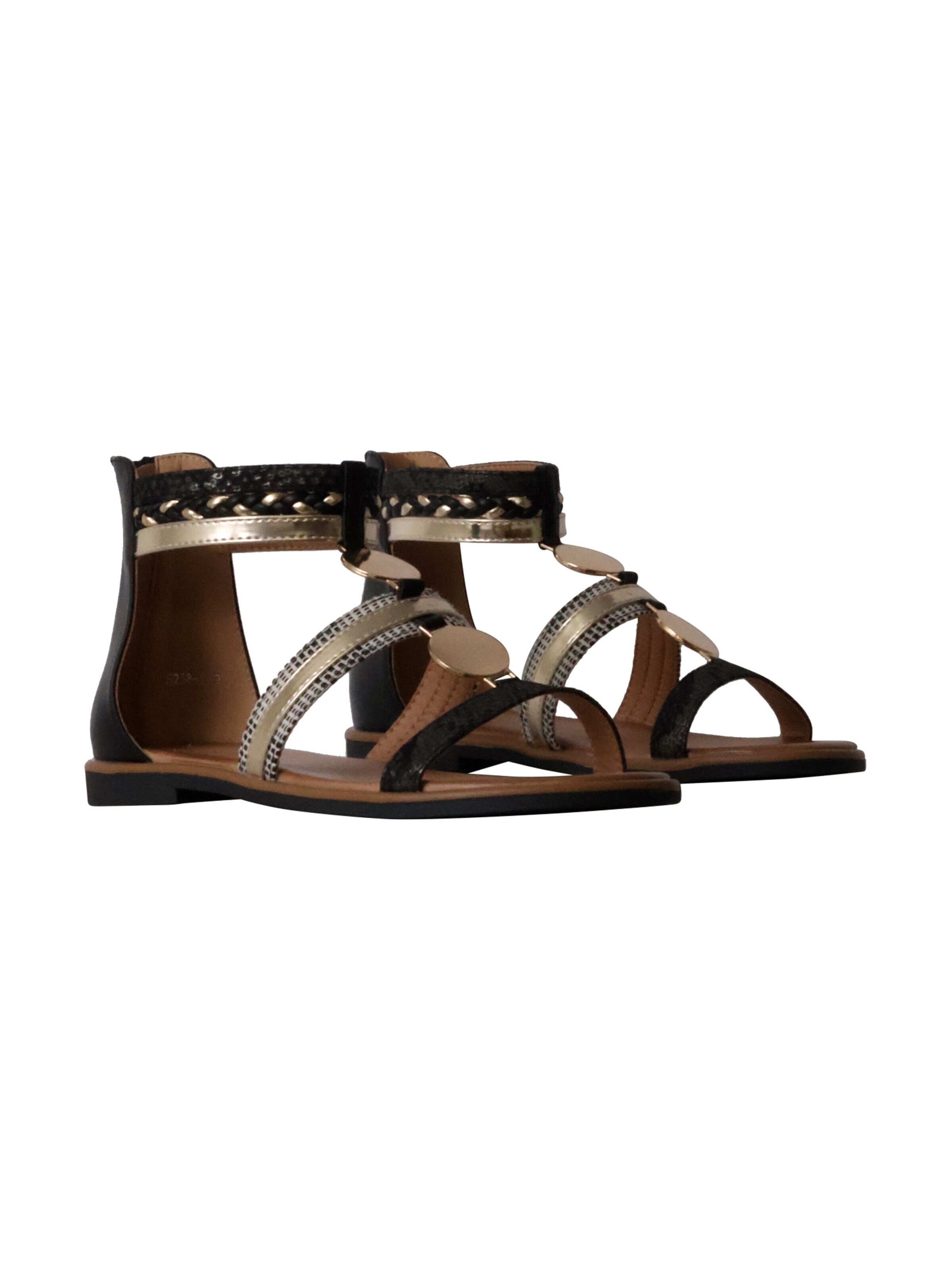 Sixth Sense - Sandalias 'Flache Sandalen mit Reißverschluss' en negro