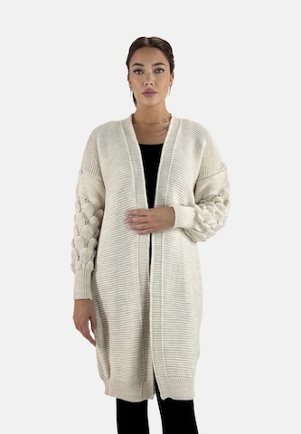 Cappotto in maglia di Elara in beige