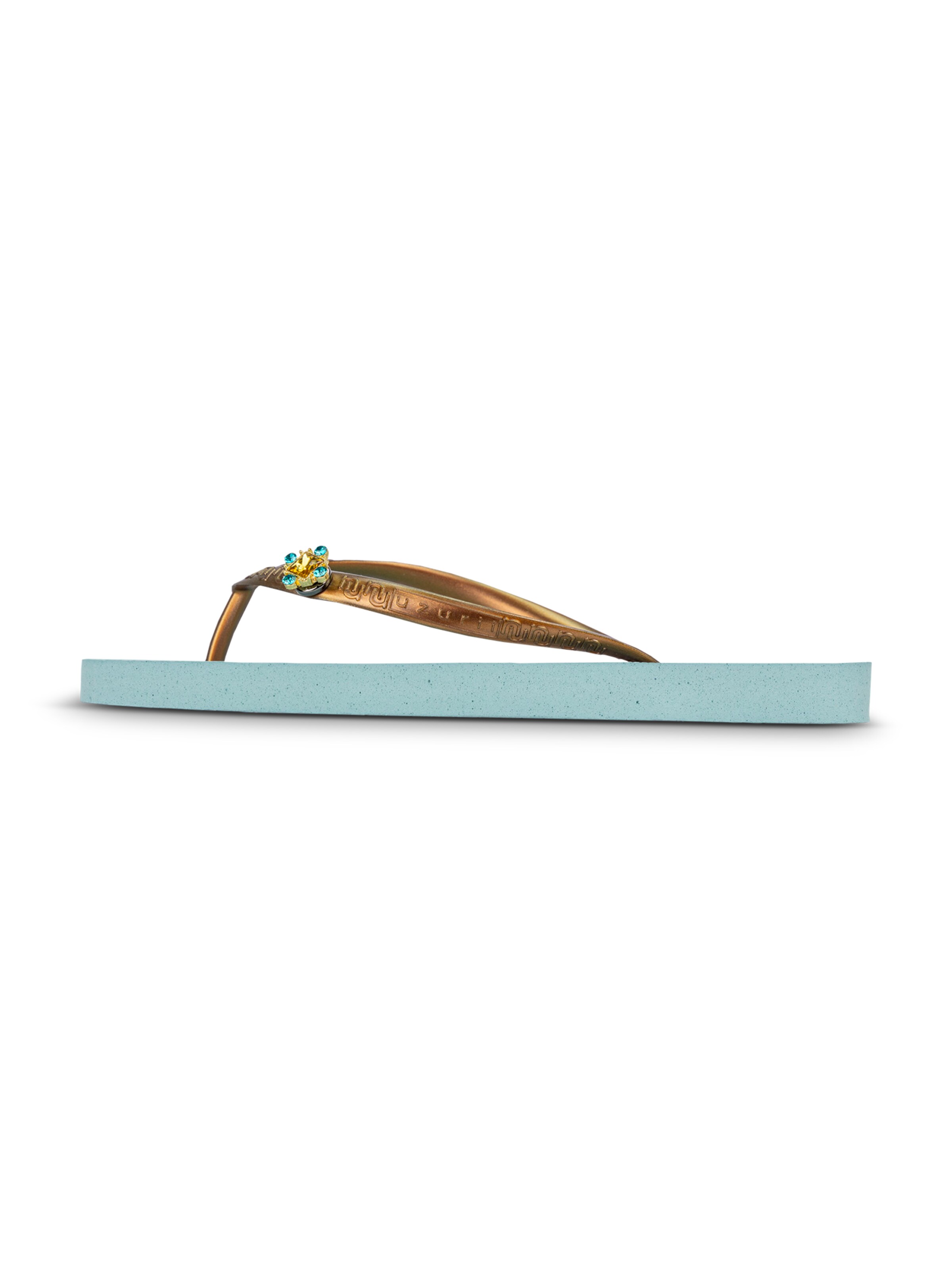 Uzurii Luxury Footwear T-Bar Sandals 'Stella Azul' in Blue: front