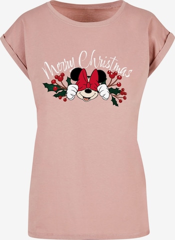 ABSOLUTE CULT T-Shirt 'Minnie Mouse - Christmas Holly' in Beige: predná strana