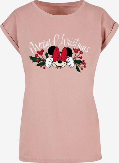 ABSOLUTE CULT T-shirt 'Minnie Mouse - Christmas Holly' en rose ancienne / rouge / noir / blanc, Vue avec produit