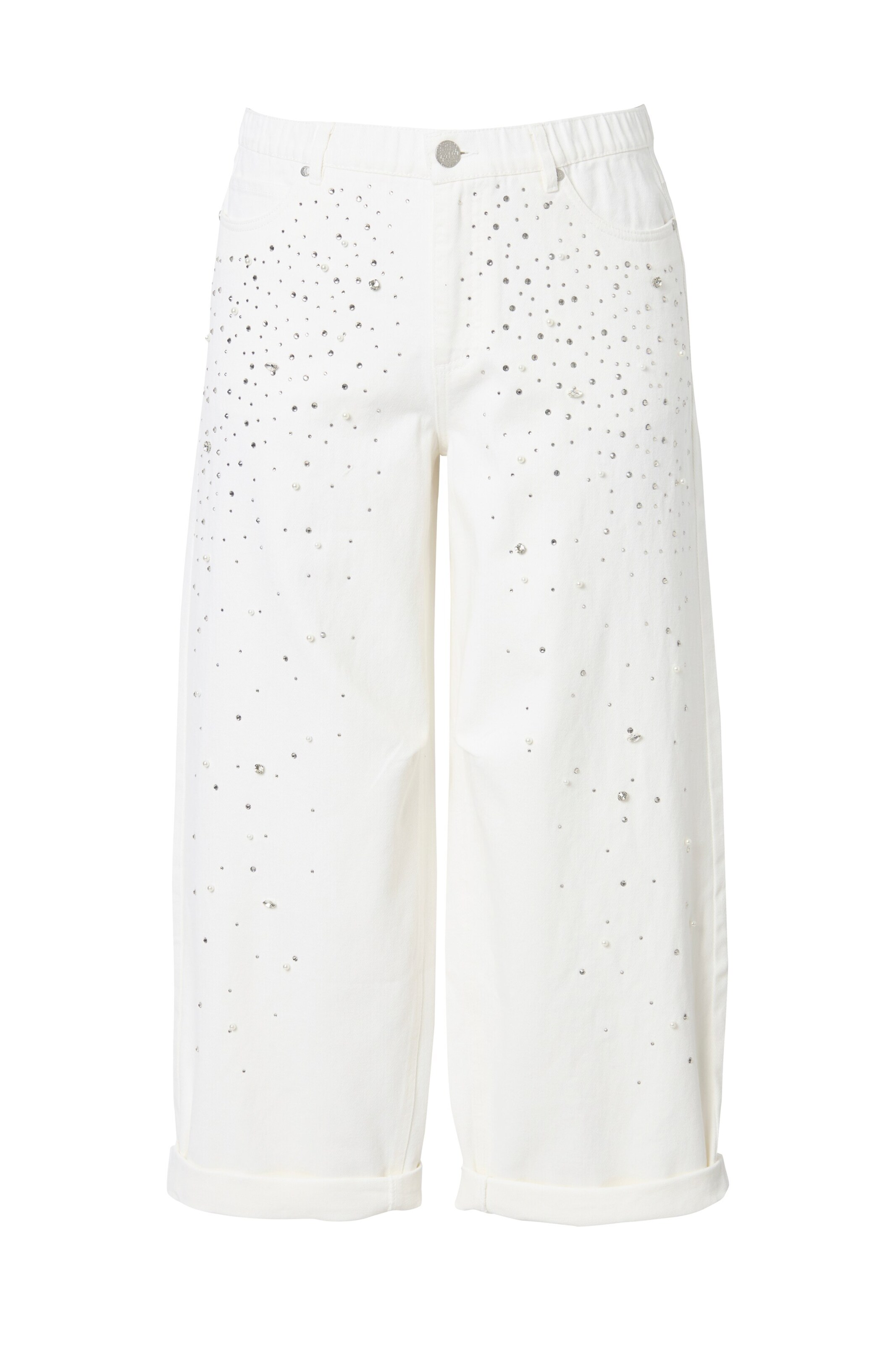 Ulla Popken Barrel Jeans in White: front