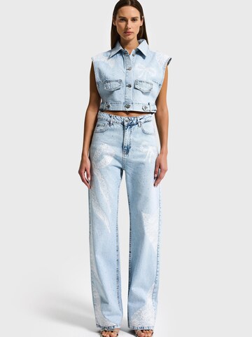 IT'S BASIC Bodywarmer 'RHINESTONE DENIM WAISTCOAT' in Blauw