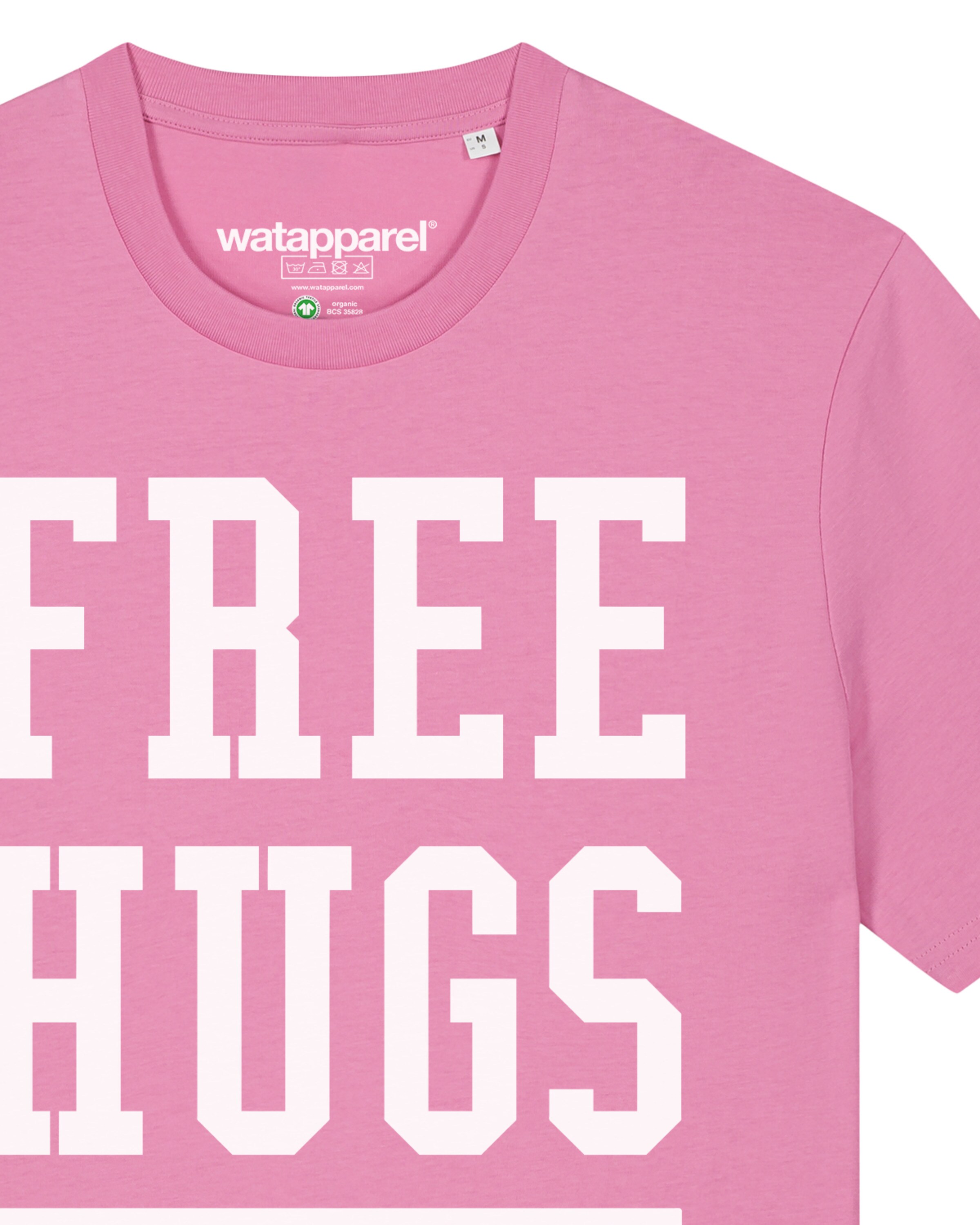 Maglietta ' Free hugs to save the world ' di Watapparel in rosa