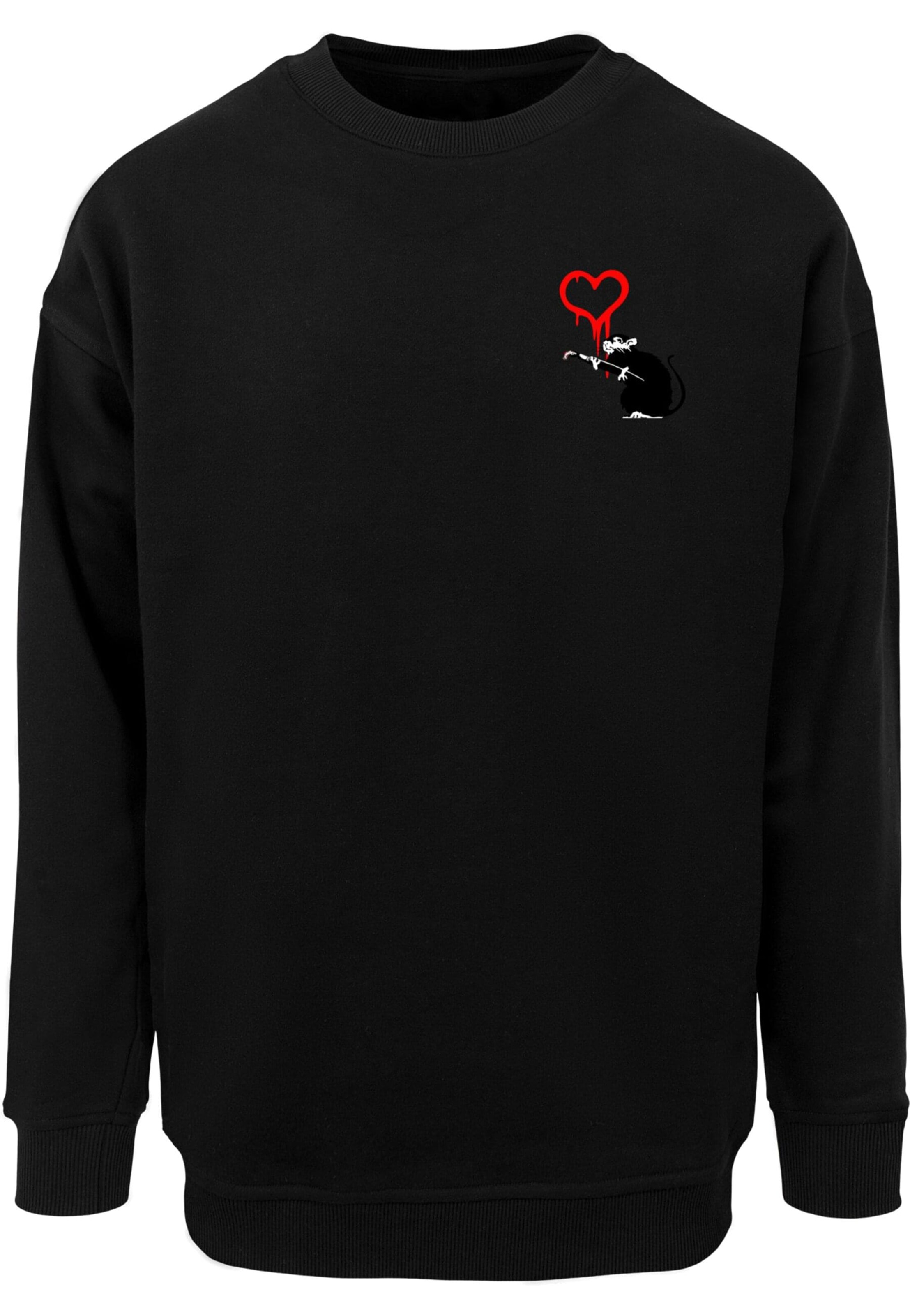 Merchcode Sweatshirt 'Banksy - Love Rat' in Black: front