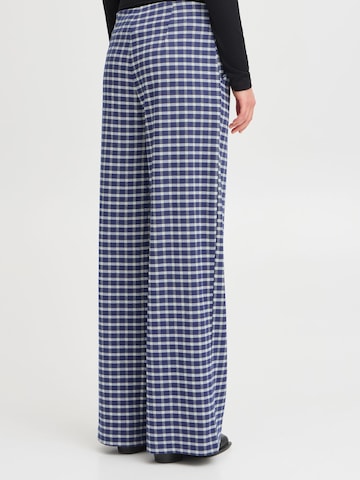 ICHI Regular Pants ' IHKATE CHECLÉ WIDE PA ' in Blue