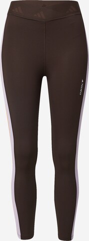 Skinny Pantalon de sport 'Hyperglam Techfit' ADIDAS PERFORMANCE en marron : devant