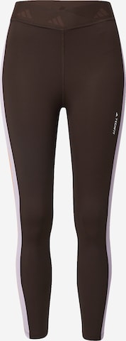 ADIDAS PERFORMANCE Skinny Spodnie sportowe 'Hyperglam Techfit' w kolorze brązowy: przód