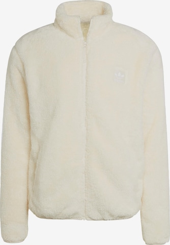 ADIDAS ORIGINALSFlis jakna 'Essentials+ Fluffy Fleece' - bijela boja: prednji dio