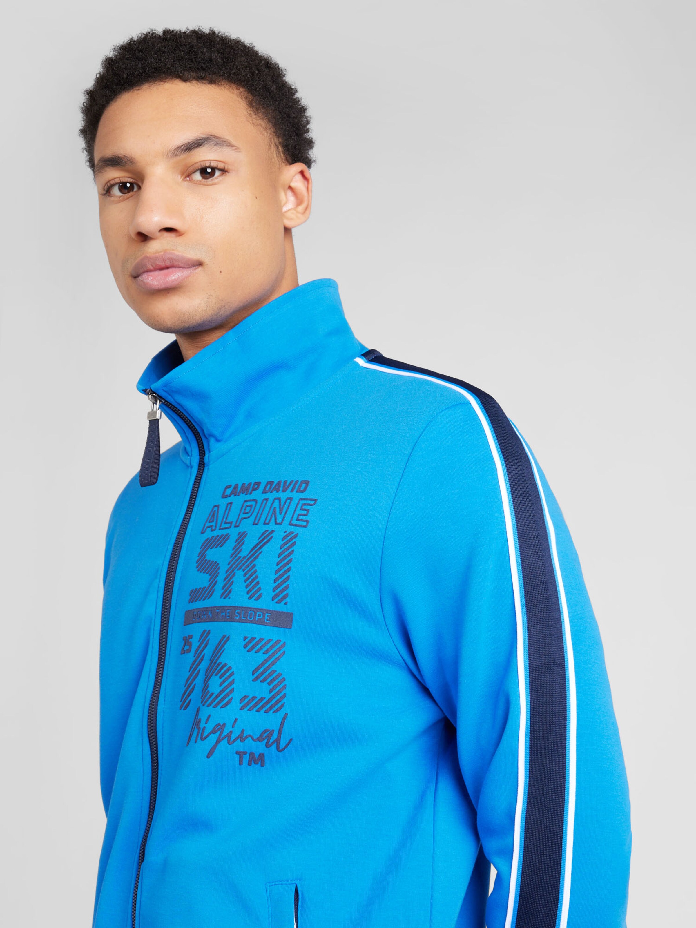 CAMP DAVID Sweat jacket in Navy Neon Blue ABOUT YOU