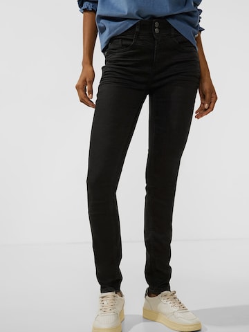 STREET ONE Skinny Jeans 'QR York' in Zwart: voorkant