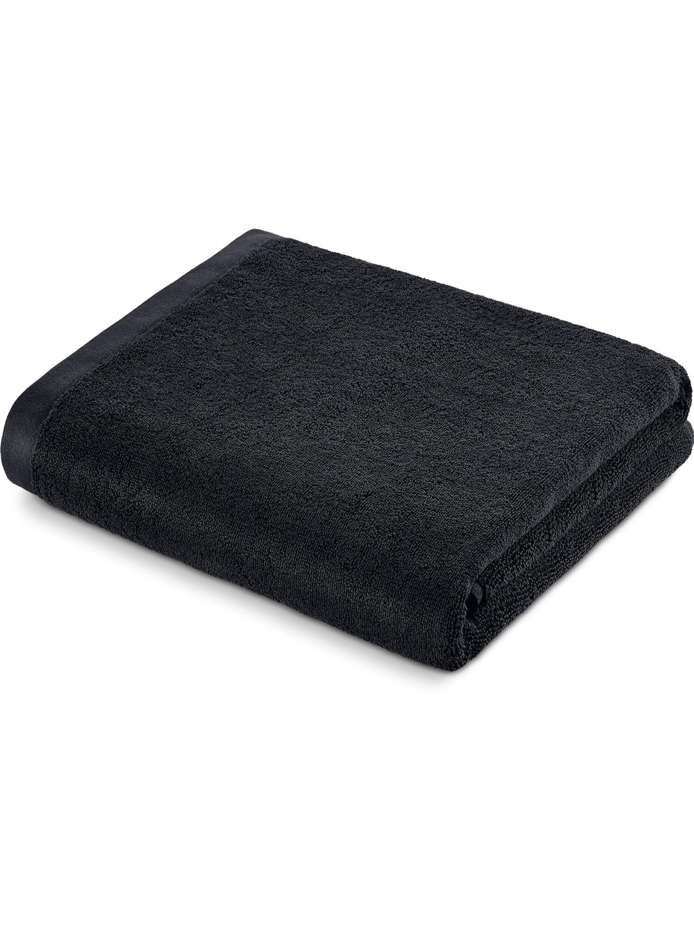 Herzbach home Badlaken 'Deep Black' in Zwart: voorkant