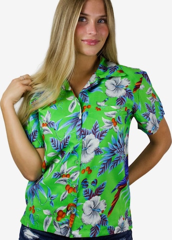 King Kameha Bluse 'Cherryparrot' in Gelb: Vorderseite