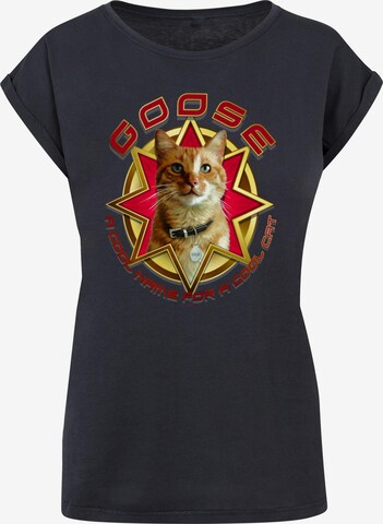 ABSOLUTE CULT Shirt 'Captain Marvel - Movie Goose Cool Cat' in Blauw: voorkant