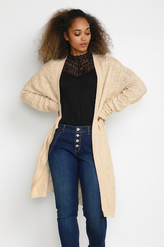 Cream Knit cardigan 'Cria' in Beige: front