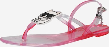 Karl Lagerfeld T-Bar Sandals 'JELLY' in Pink: front