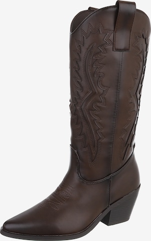 Ital-Design Cowboy Boots in Brown: front