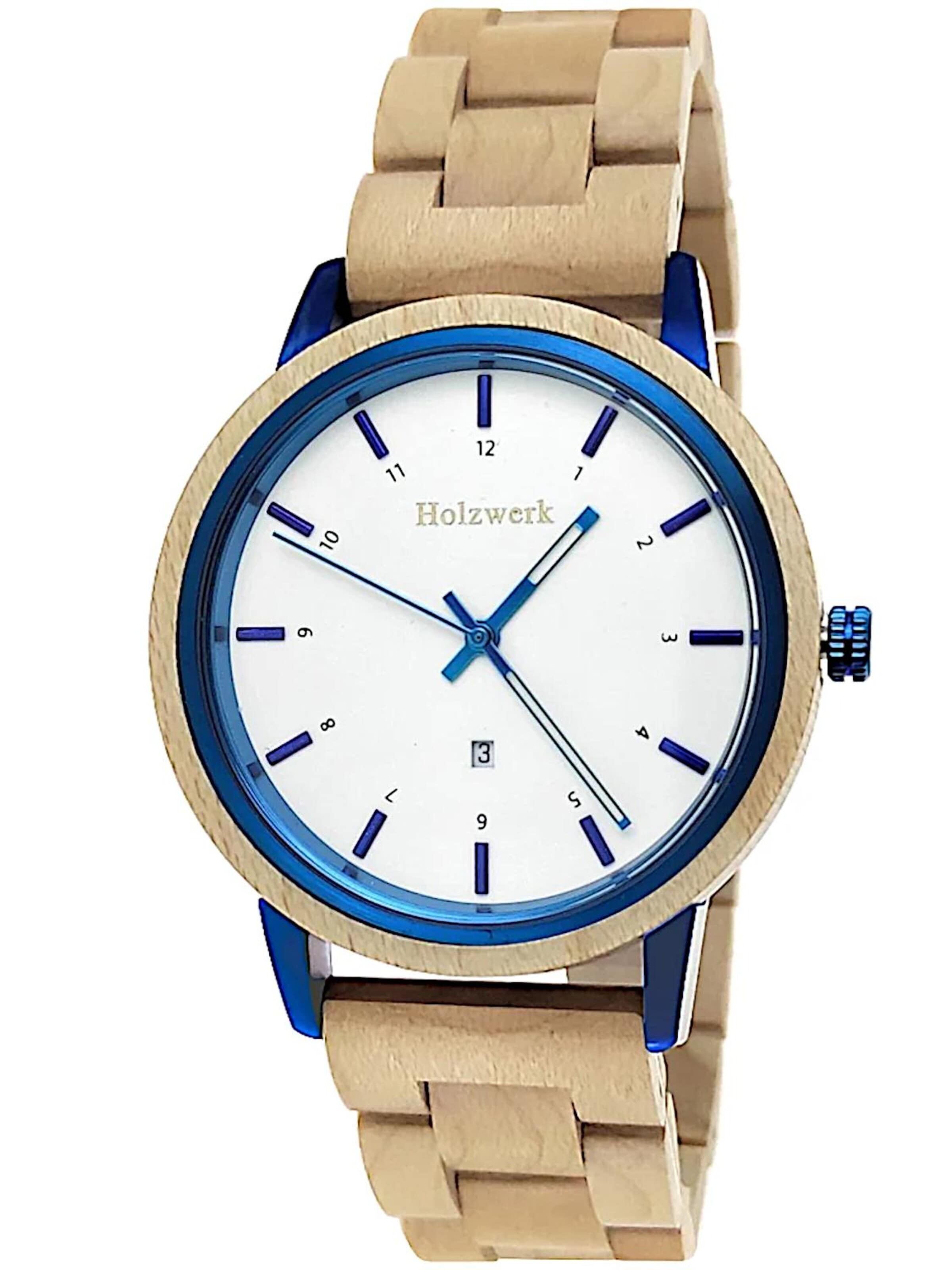 Holzwerk Analoguhr 'HEIDENAU'‌‌ in Beige: Vorderseite