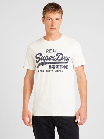 T-Shirt 'Classic' Superdry en beige : devant