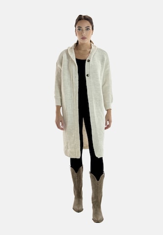 Elara Gebreide mantel in Beige: voorkant