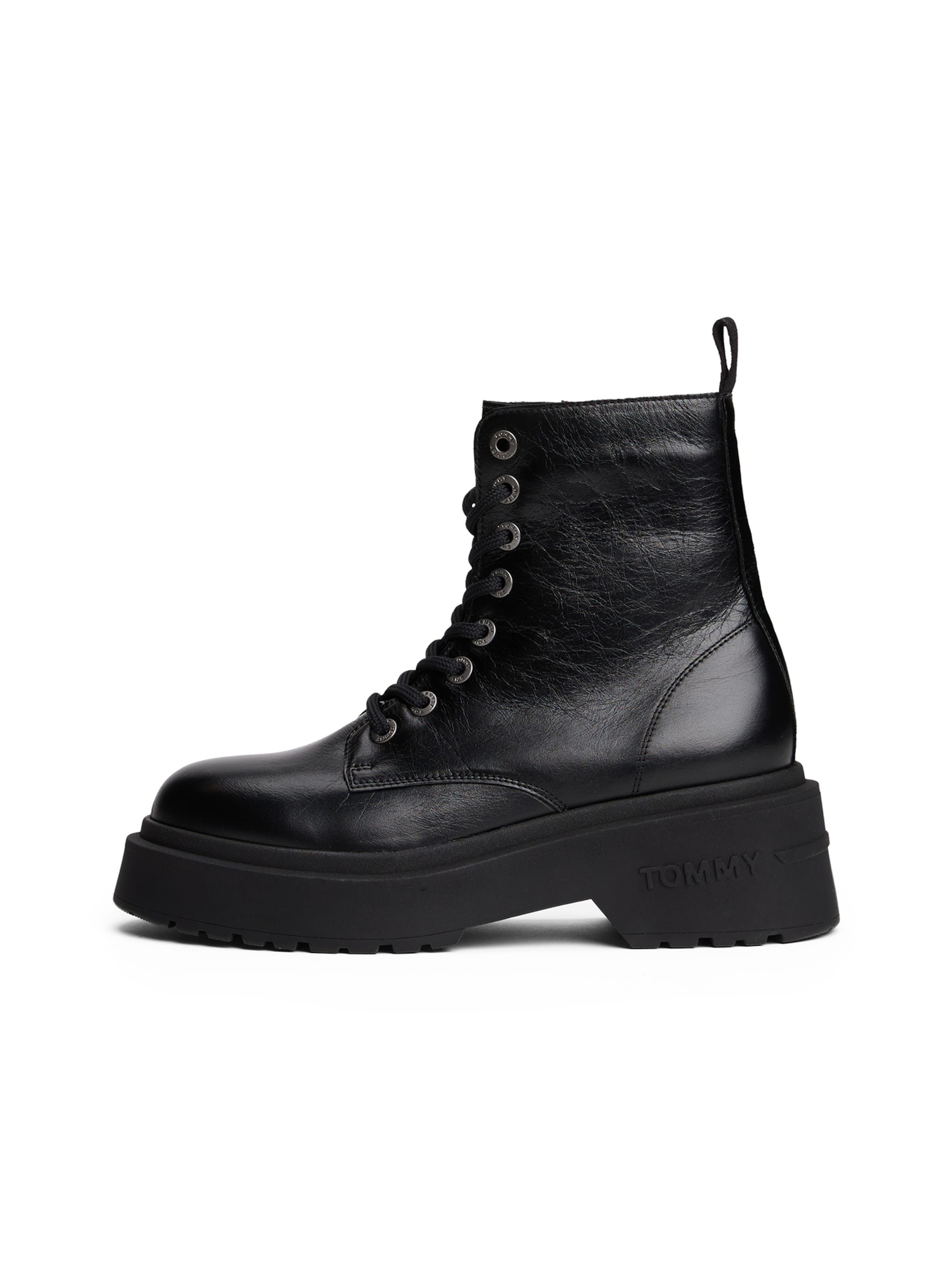 Tommy Jeans Μποτάκι με κορδόνια σε μαύρο: μπροστά