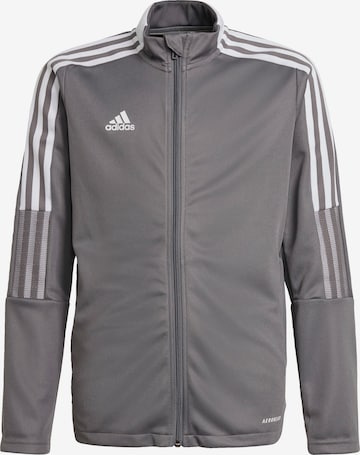 ADIDAS PERFORMANCE Skinny Athletic Jacket in Grey: front