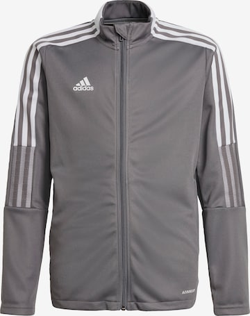 ADIDAS PERFORMANCE Athletic Jacket in Grey: front