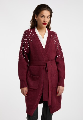 faina Knit Cardigan in Red: front