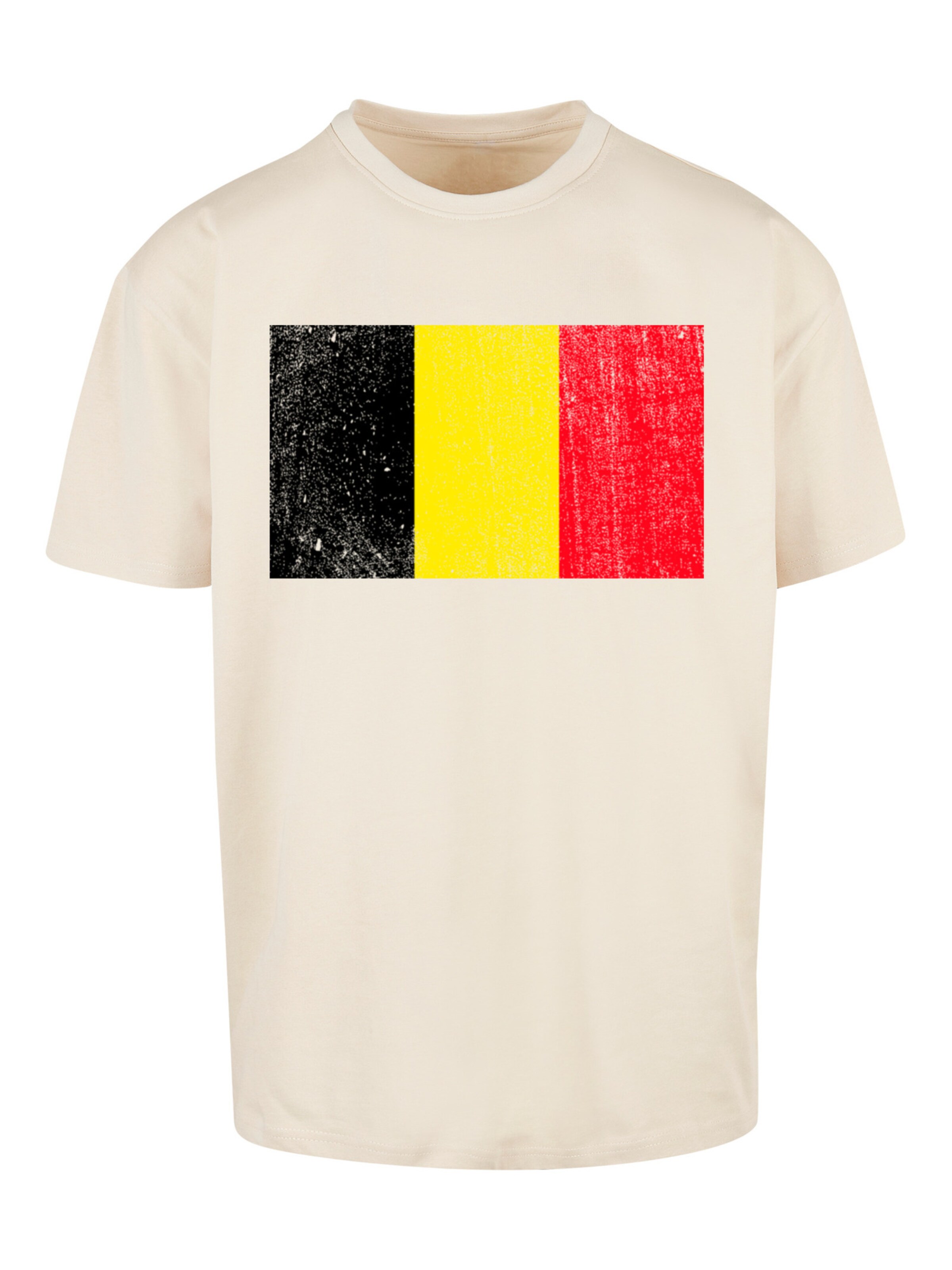 F4NT4STIC Shirt 'Belgium Belgien Flagge' in Beige: front