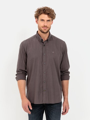 CAMEL ACTIVE Regular Fit Langarmhemd aus reiner Baumwolle in Grau: Vorderseite
