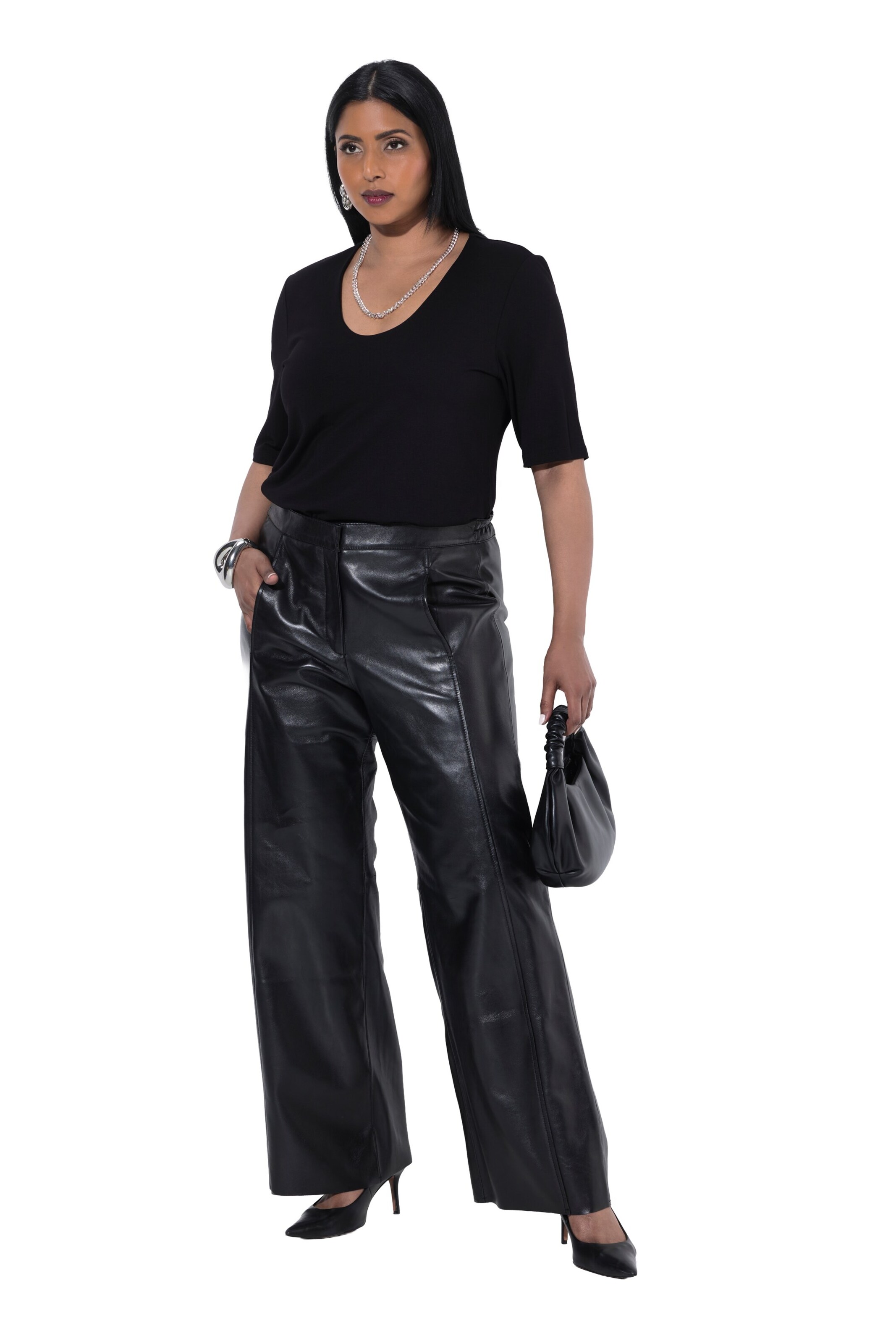 Ulla Popken Wide leg Broek in Zwart