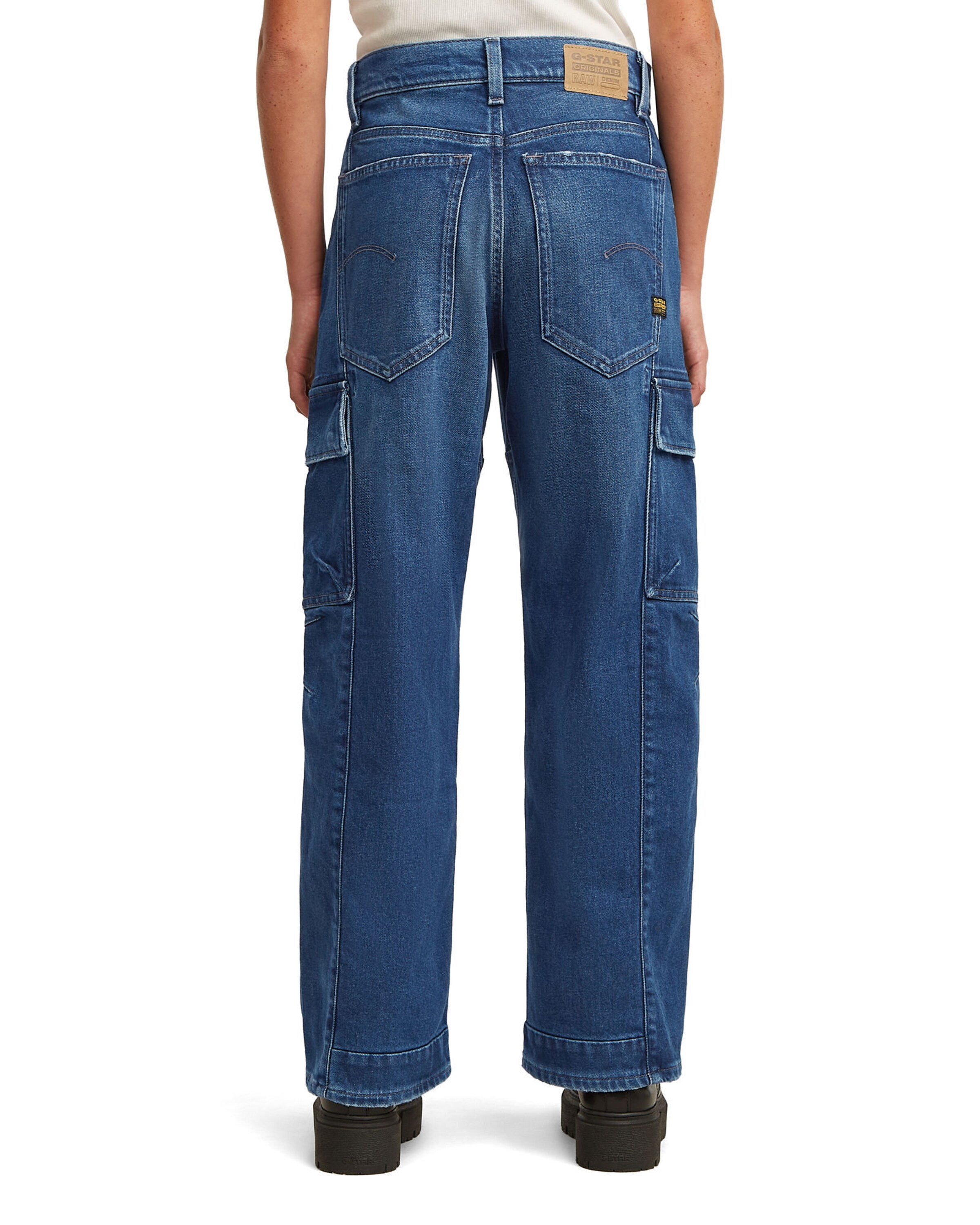 G-STAR Loosefit Jeans 'Girls Bowey Extreme Cargo Loose Jeans' in Blauw