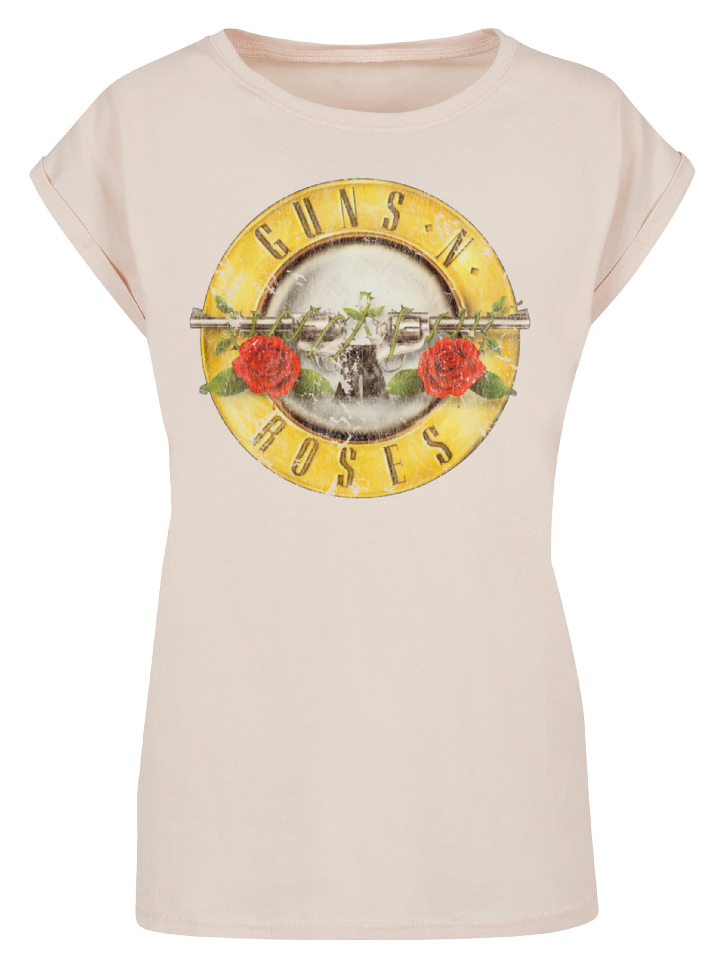 F4NT4STIC Shirt 'Guns 'n' Roses' in Beige: voorkant
