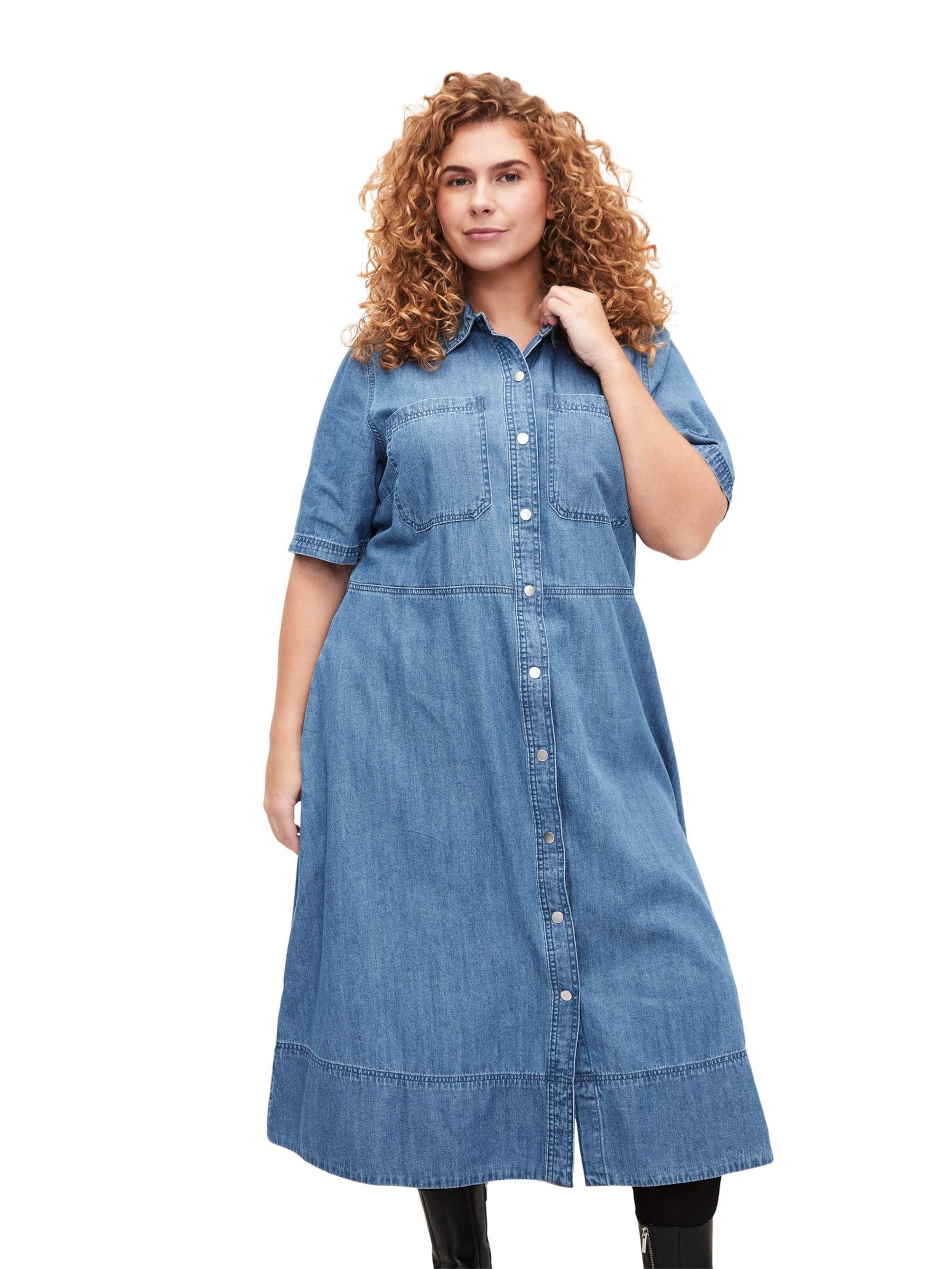 Robe-chemise 'Jkianta' Zizzi en bleu : devant